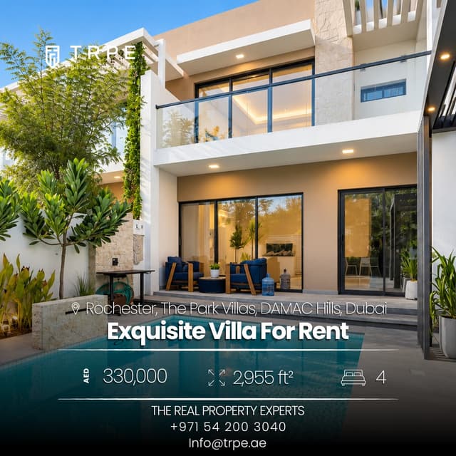 A private pool, landscaped backyard and upgraded family living in DAMAC Hills.